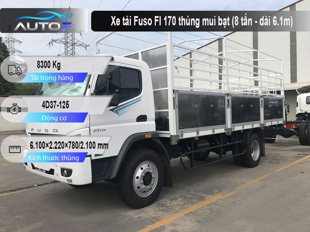 Xe tải Fuso FI 170 thùng mui bạt (8 tấn - dài 6.1m)